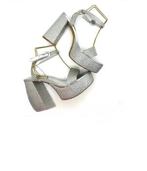 Larroudé Dolly Gray Suede Crystal Platform Sandals Y2K Party Heels Size 10